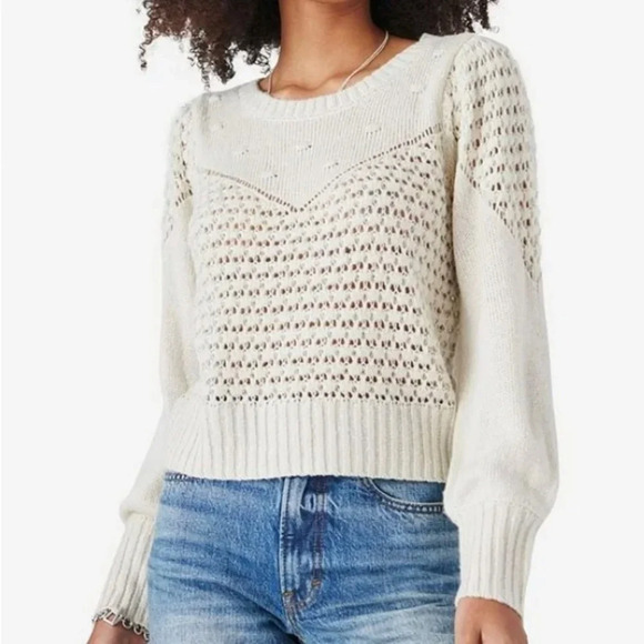 Lucky Brand Sweaters - Lucky Brand Textured Dot Crew Neck Sweater Ivory Sz Medium